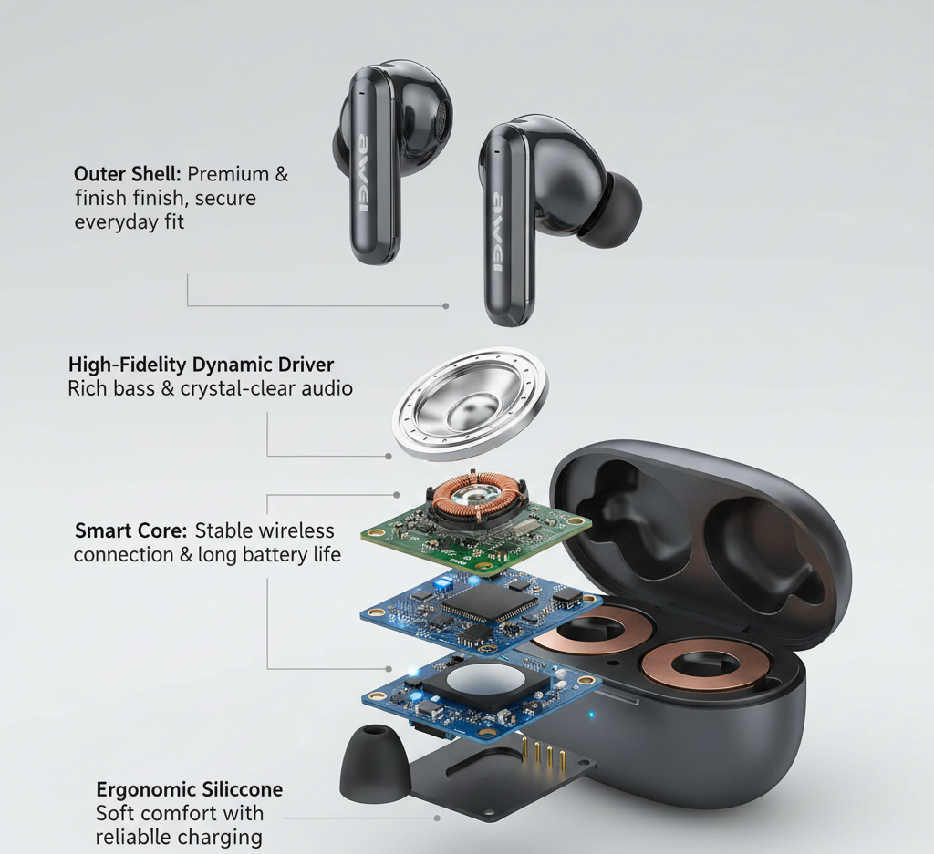 Awei T220 ANC AI Wireless Earbuds