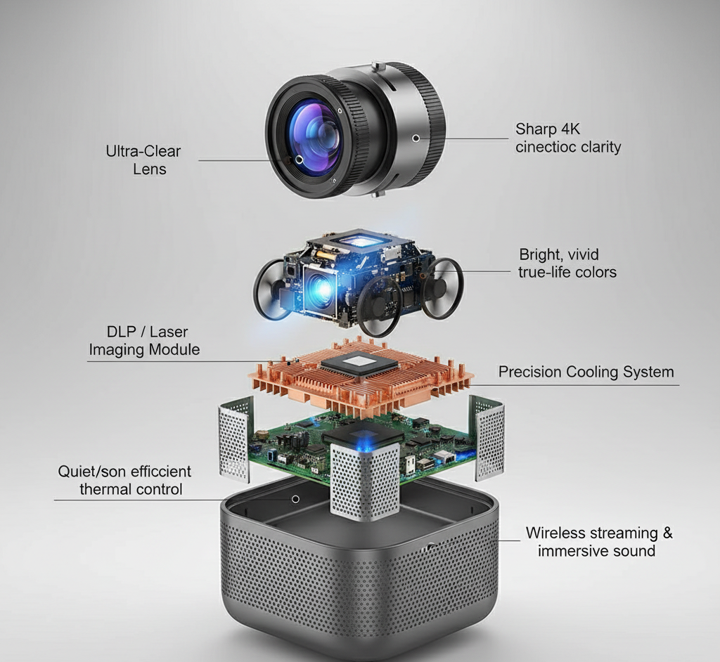 Hoco DT4 Smart Full Autofocus Projector (720P Android Version)