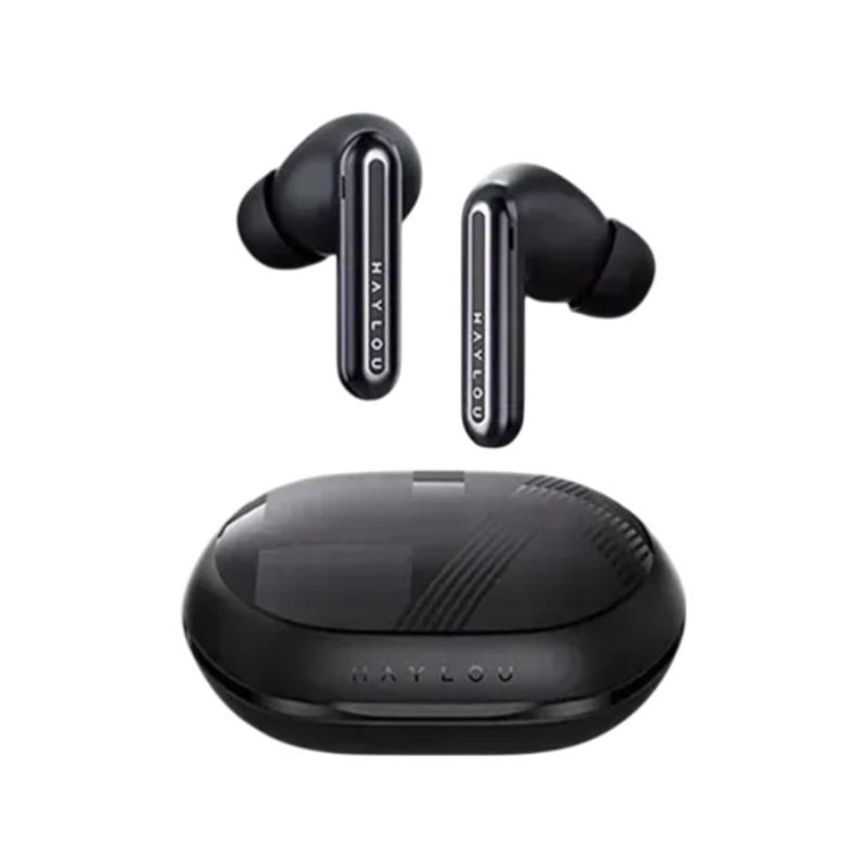 Haylou Mori Plus ANC earbuds close-up view