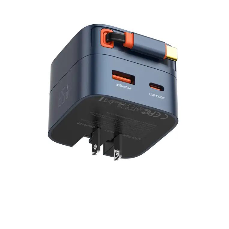 LDNIO Q10 65W GaN Fast Charger with 80cm Retractable USB-C Cable