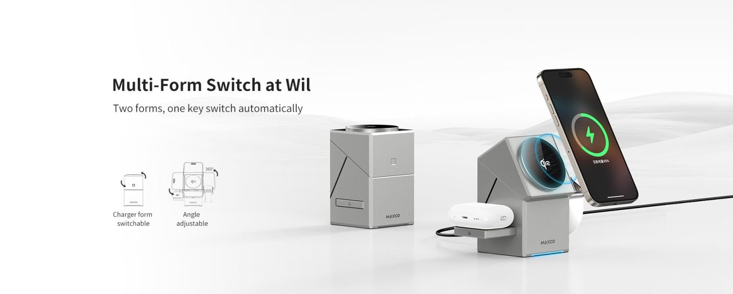 Maxco MW11 Geometry Qi2 3 in 1 Magsafe Wireless Charger - 3