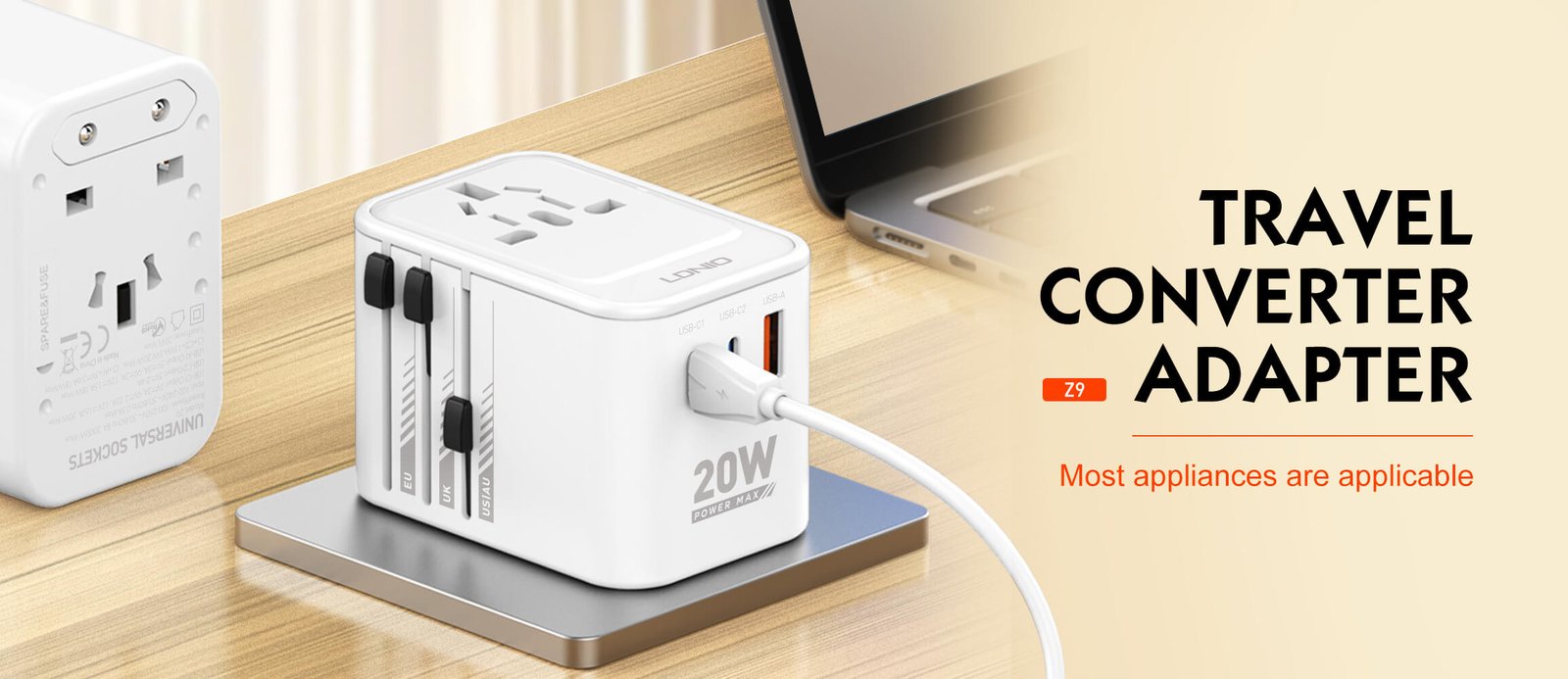 Ldnio 3 USB Ports 20W GaN Travel Adapter (Z9) - Extreme Gadgets