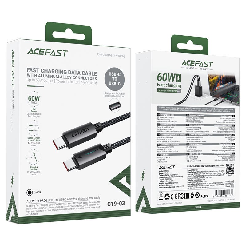 ACEFAST C19-03 60W USB-C to USB-C charging Data Cable