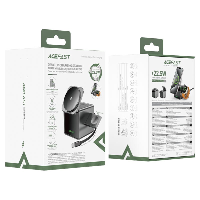 ACEFAST E34 3-in-1 Desktop Wireless Charging Holder