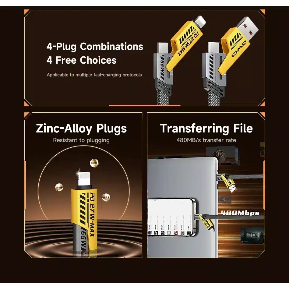 Awei CL 226 4 in 1 Fast Charging Data Cable 65W 2