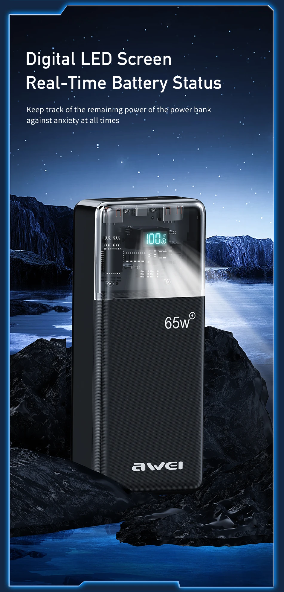 Awei P109K 30000mAh 65W Fast Charging Powerbank (1)