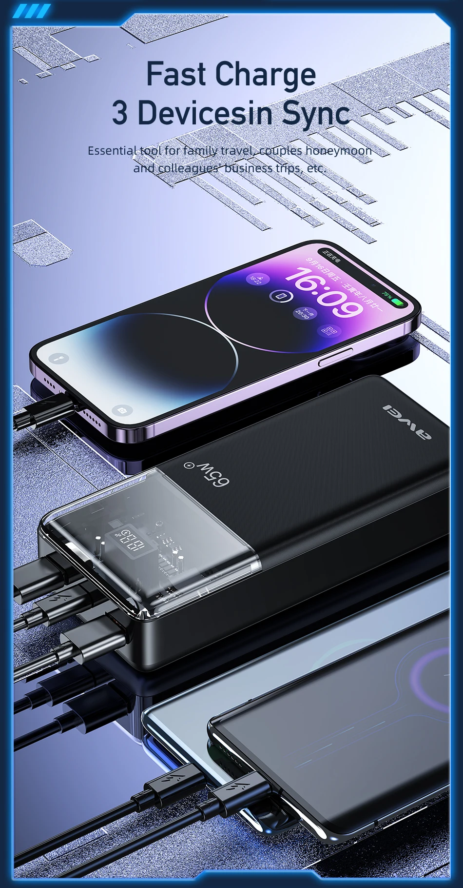 Awei P109K 30000mAh 65W Fast Charging Powerbank (1)