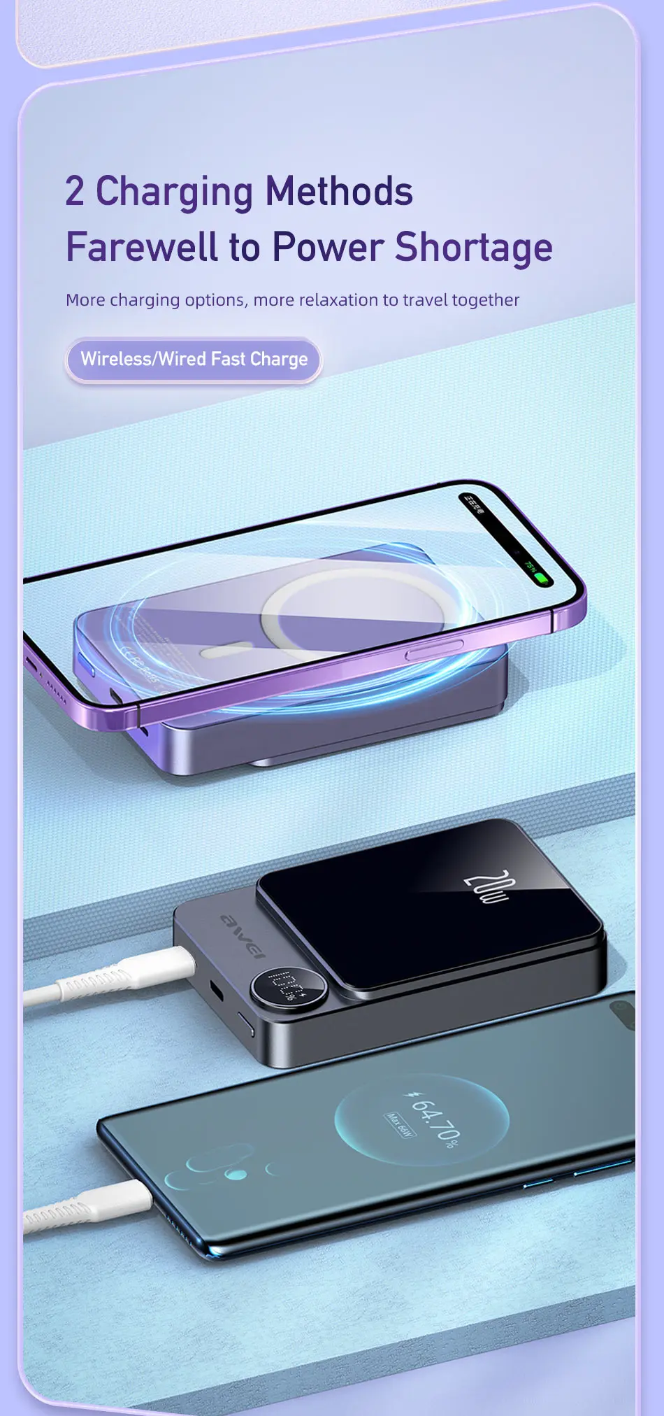 Awei P39K 10000mah 20W PD Wireless Magnetic PowerBank (1)