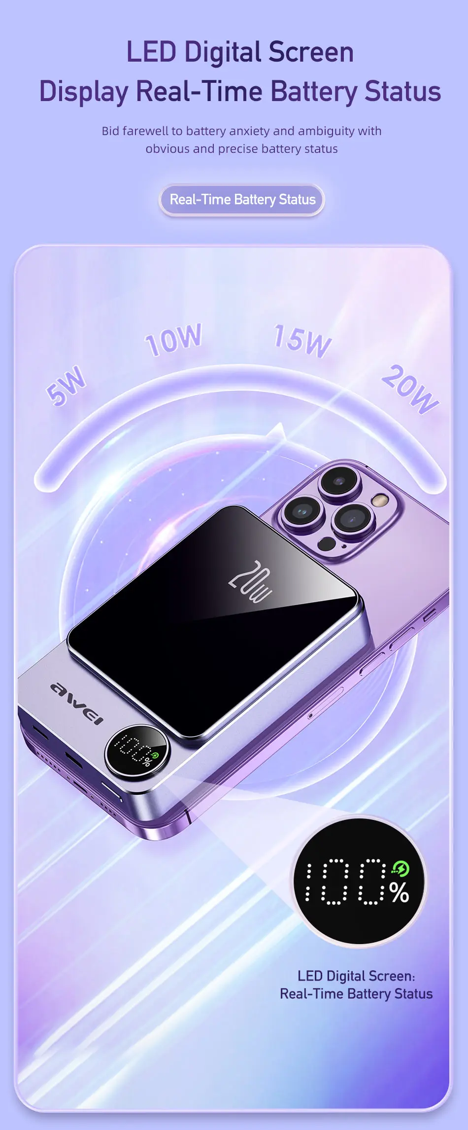 Awei P39K 10000mah 20W PD Wireless Magnetic PowerBank (1)