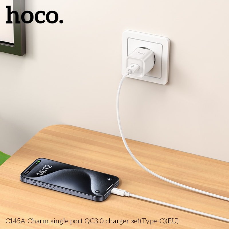 Hoco C145A Charm Single Port QC3.0 Charger Set Type C 4