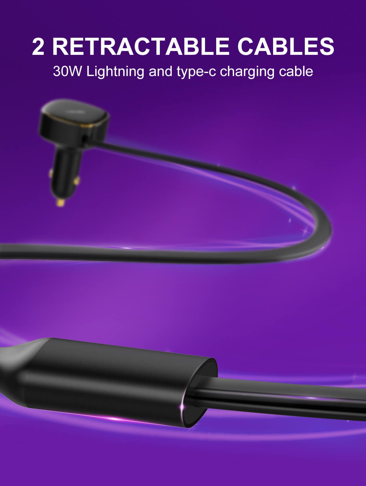 LDNIO C107 Ultra Fast Car Charger wired Type C/Lightning