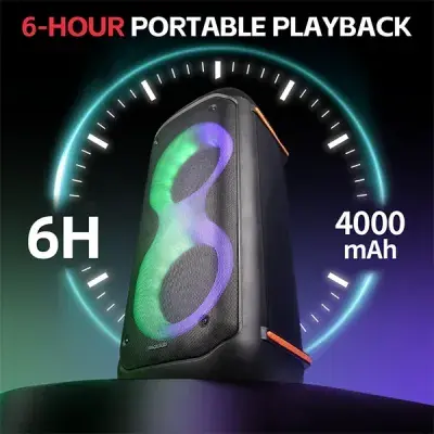 Microlab PT602W portable karaoke party speaker rear panel and controls