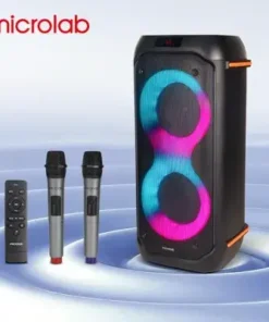 Microlab PT602W party speaker with dual 6.5 inch woofers and wireless microphones