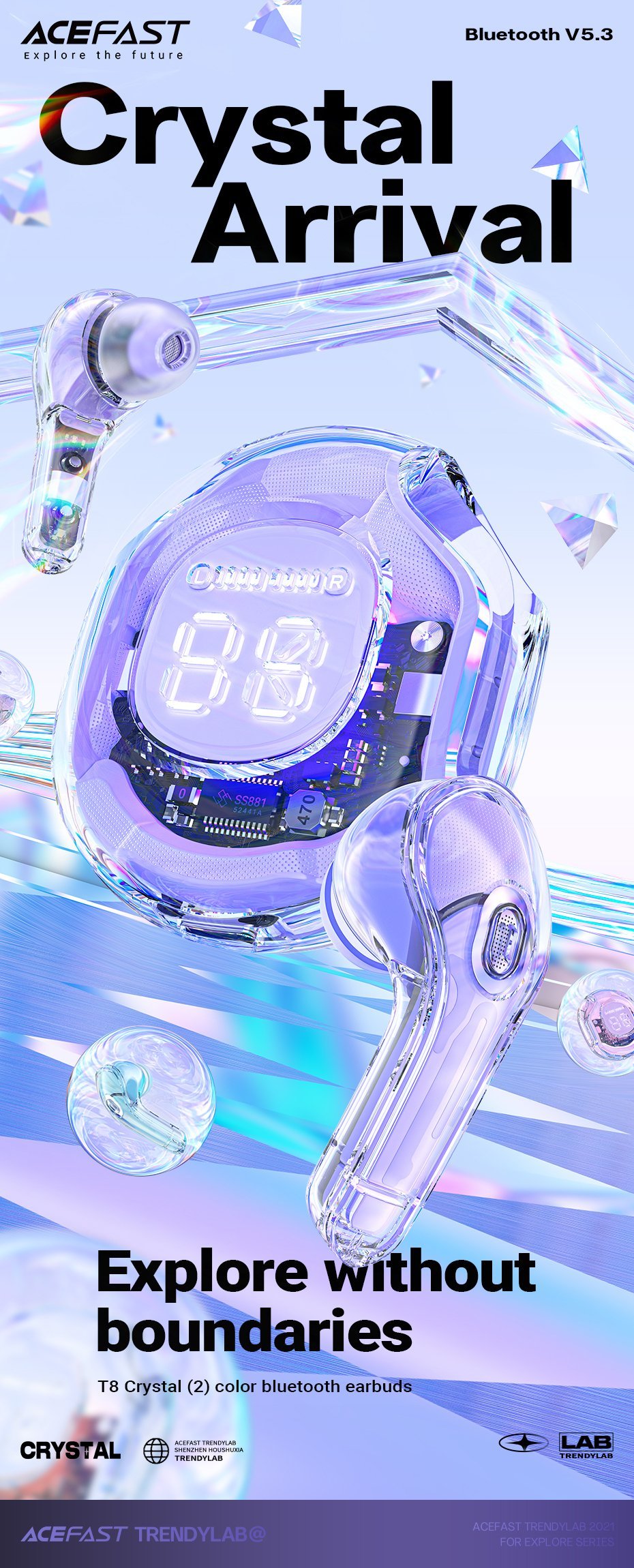 ACEFAST T8 Wireless Earbuds with LED Display