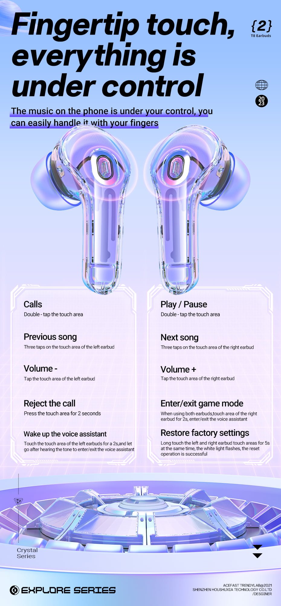 ACEFAST T8 Wireless Earbuds with LED Display