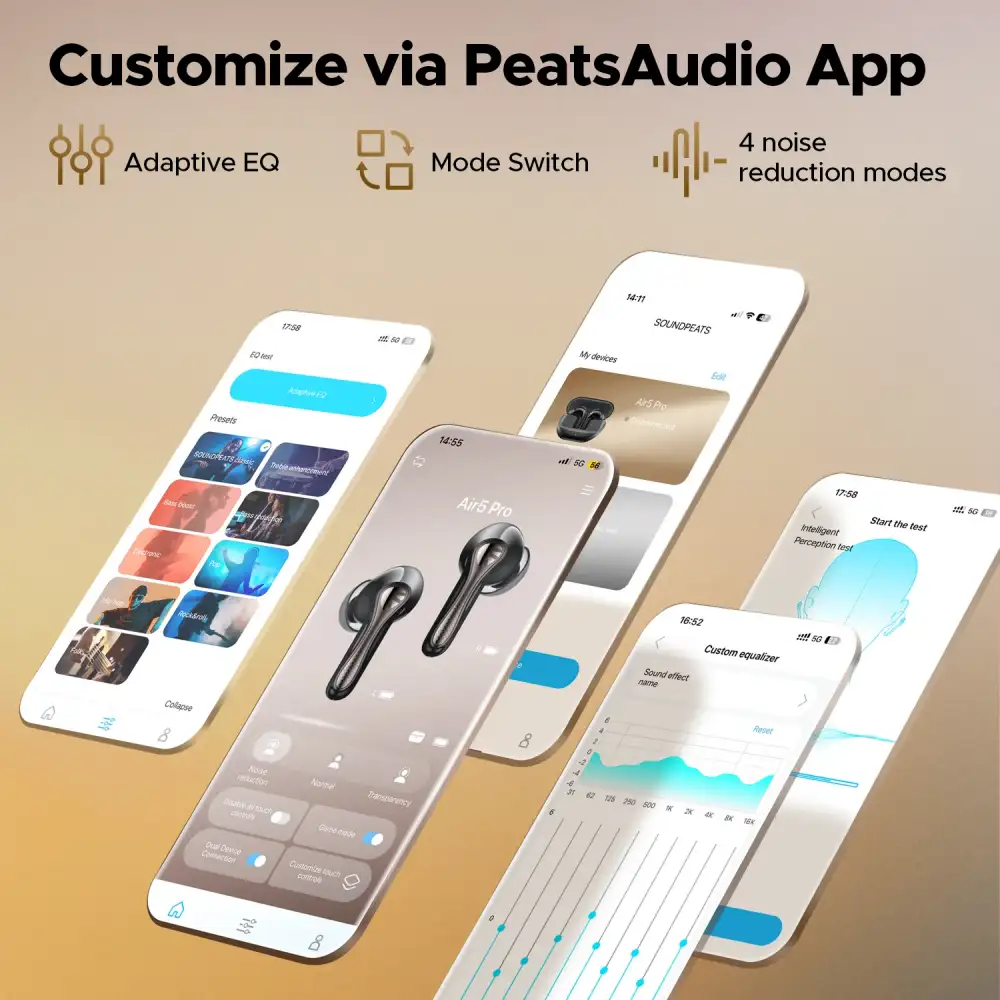 SOUNDPEATS Air5 Pro True Wireless Hi-Res Earbuds with Adaptive ANC