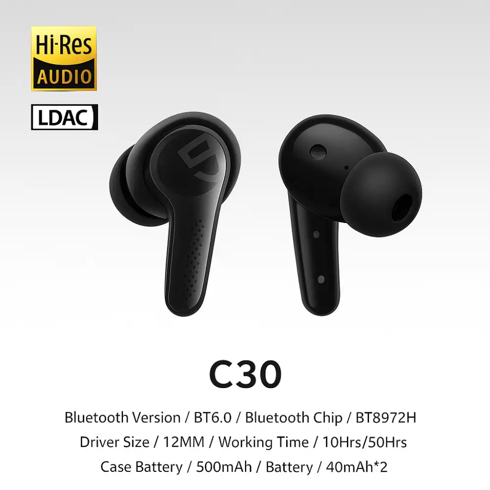 SOUNDPEATS C30 Hi-Res LDAC Hybrid ANC Earbuds