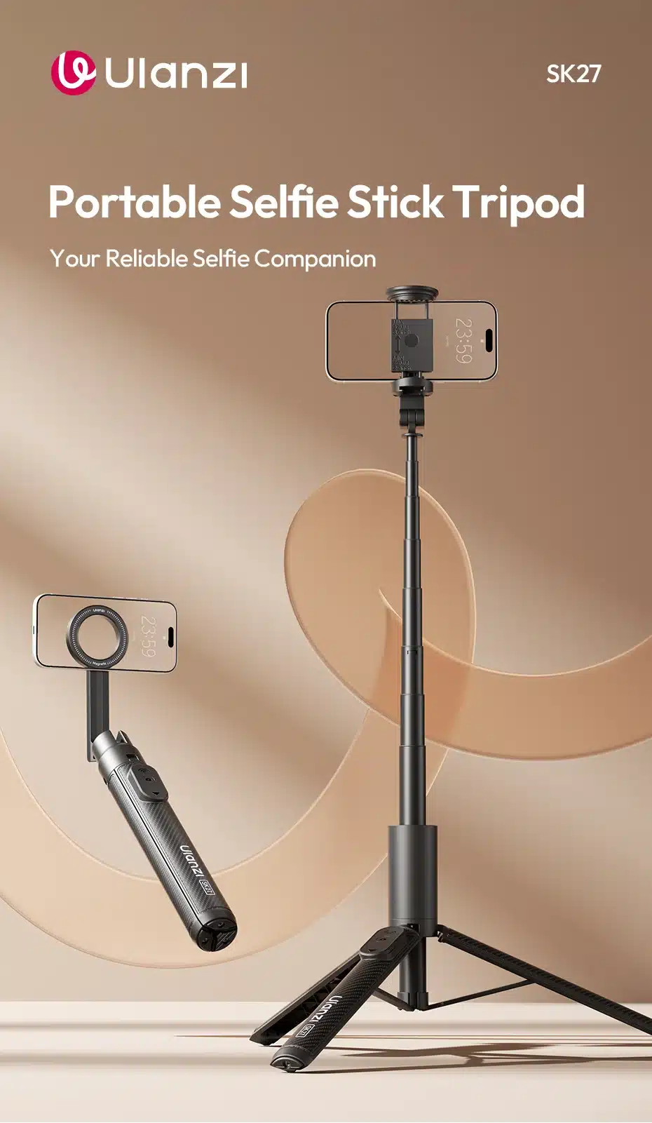 Ulanzi SK27 Portable Selfie Stick Tripod 3