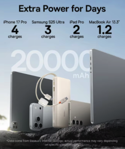 Baseus FC41 100W 20000mAh Power Bank with Built-in USB-C Cables - 4