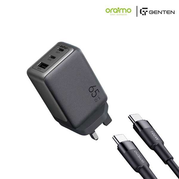 Oraimo OCW-7652E HyperGaN 65W Wall Charger Kit with 100W Type-C Cable