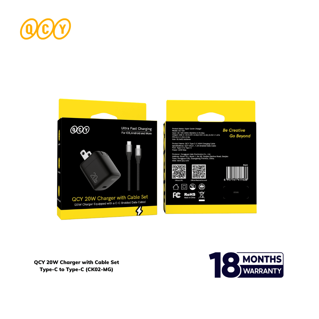 QCY CK02-MG Charger with Type-C Cable