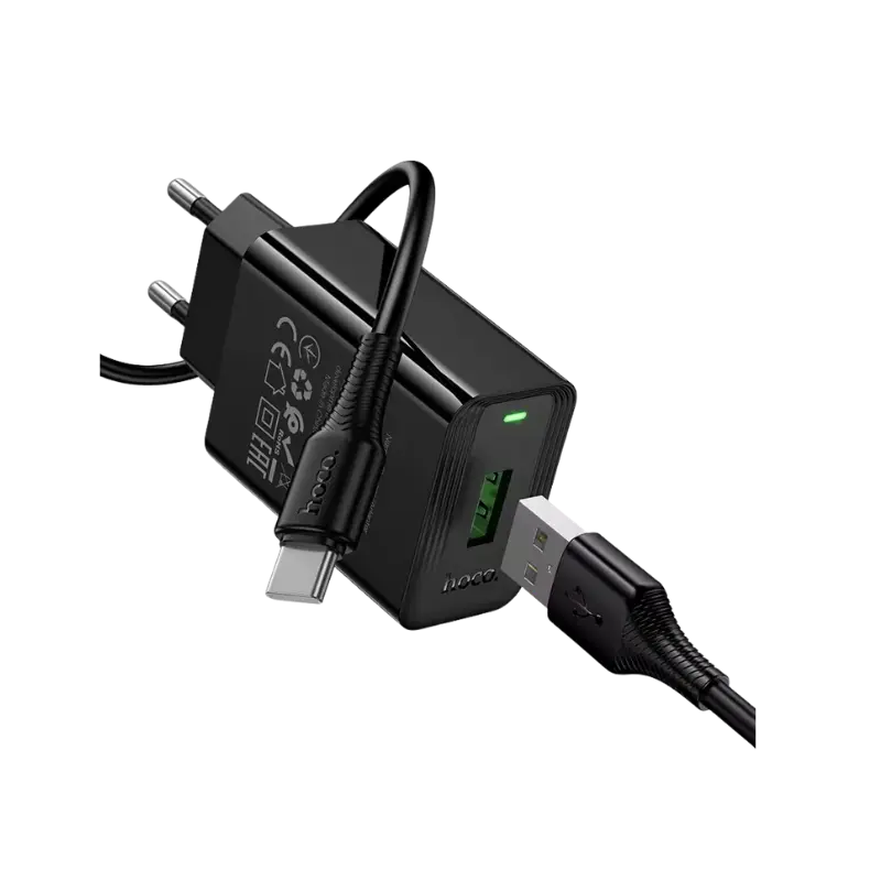 Hoco CS92A QC3.0 18W USB Charger with Type-C Cable - 2