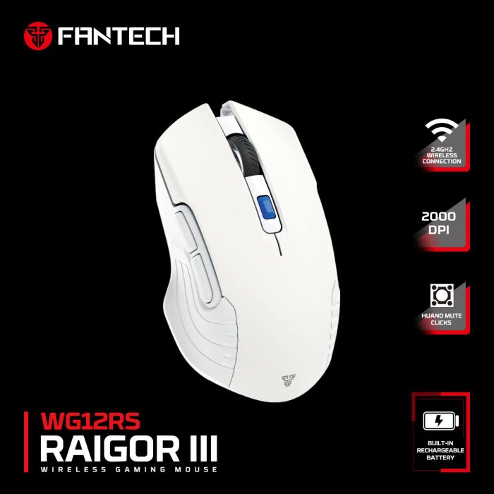 Fantech WG12RS – silent click and 2000 DPI feature callouts