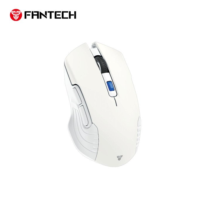 Fantech WG12RS – white wireless silent mouse angled view